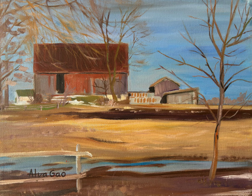 Oil Painting Landscape Barn Wall Decor Original Wall Art on Canvas Ready to Hang Free Shipping Ontario Canada York Region