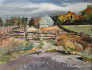 Oil Painting Landscape Barn Wall Decor Original Wall Art on Canvas Ready to Hang Free Shipping Ontario Canada York Region