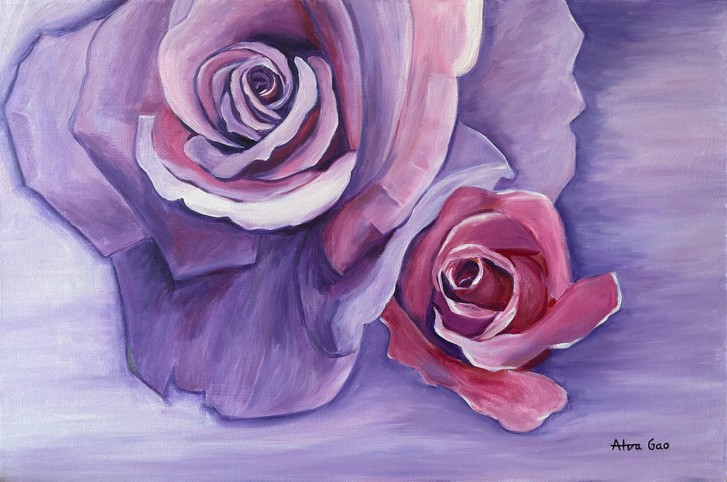 Purple Rose Giclee Fine Art Print, Purple Rose Oil Painting Print, Rose Wall Art, Flower Wall Decor, Housewarming Gift for Her