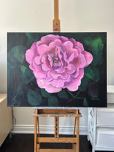 Load image into Gallery viewer, Wall Art Rose Oil Painting Large Flower Title: "Angel Face Rose" Wall Decor Original on Canvas Ready to Hang
