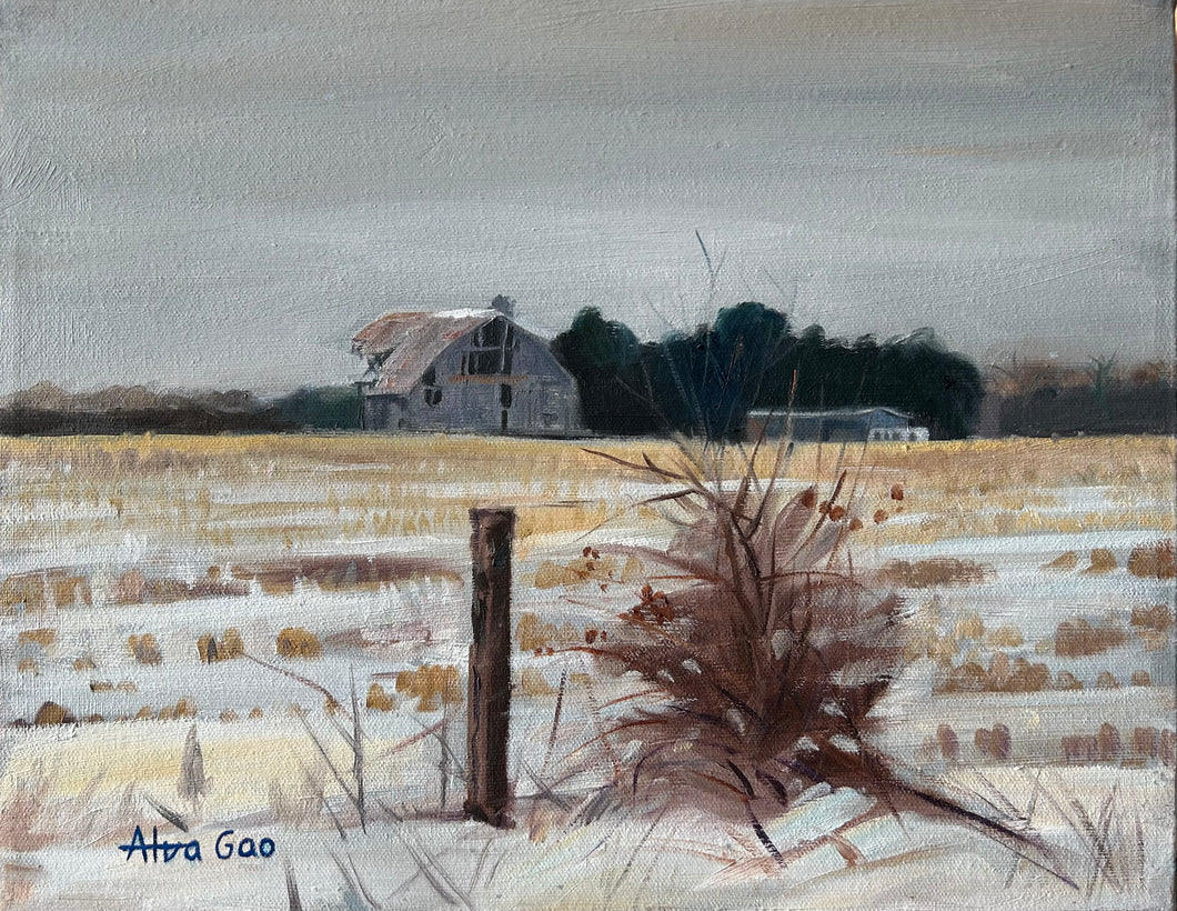 Oil Painting Landscape Winter Wall Decor Original Wall Art on Linen Canvas Ready to Hang Free Shipping Ontario Canada York Region