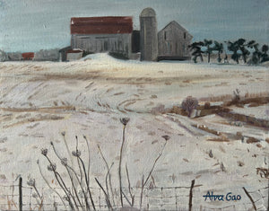 Oil Painting Landscape Winter Barn Wall Decor Original Wall Art on Linen Canvas Ready to Hang Free Shipping Ontario Canada York Region
