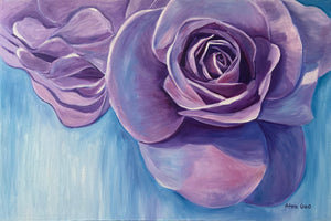 Rose Mix Media Large Painting Flower Oil Acrylic Wall Art Wall Decor Original on Canvas Ready to Hang