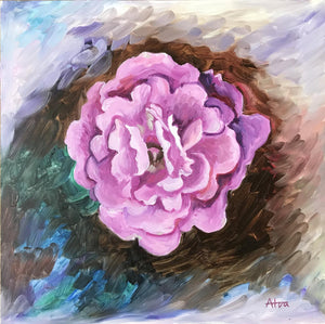 Original Flower Oil Painting Modern Small Contemporary Art On Hardboard Panel by Alva Gao