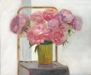 Still life Oil Painting Original Wall Art Flowers Pink Roses Wall Decor on Linen Canvas Ready to Hang