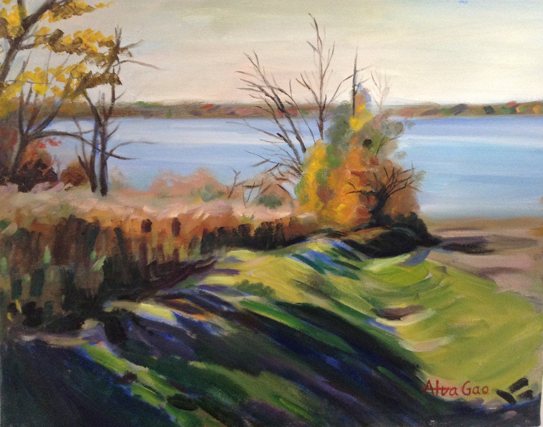 Landscape Oil Painting Lake Side Wall Decor Original Wall Art on Canvas Ready to Hang Free Shipping Ontario Canada York Region