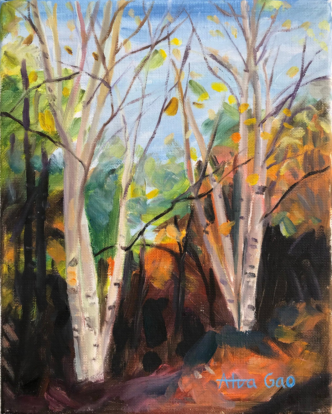 Birch Landscape Giclee Fine Art Print, Fall Landscape Oil Painting Print, Landscape Wall Art, Landscape Wall Decor, Housewarming Gift