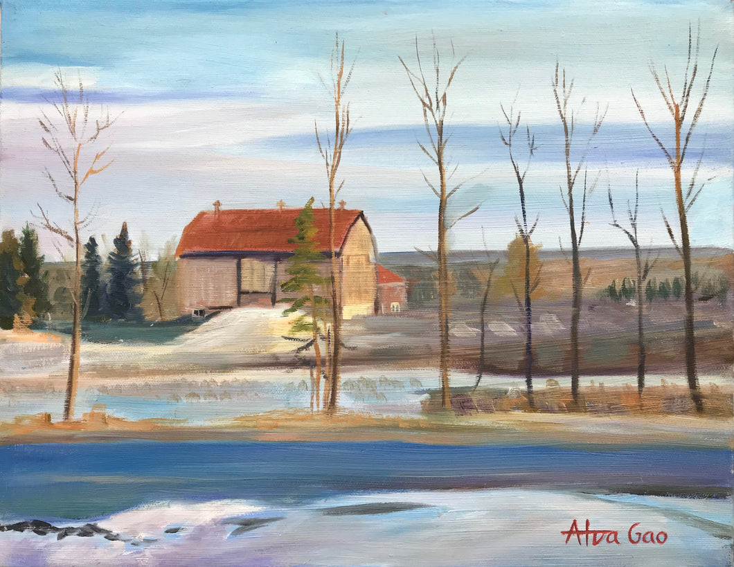 Landscape Oil Painting Winter Wall Decor Original Wall Art on Canvas Ready to Hang Free Shipping Ontario Canada York Region