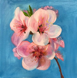 Original Oil Painting Ready to Hang On Canvas Wall Art Wall Decor "Pink Cherry Blossoms"