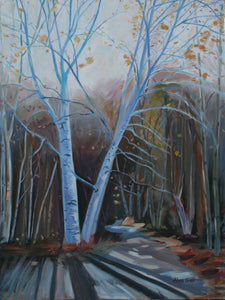 Oil Painting Landscape Birch Trees Wall Decor Original Large Wall Art on Linen Canvas Ready to Hang Ontario Canada York Region