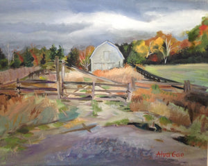 Oil Painting Landscape Barn Wall Decor Original Wall Art on Canvas Ready to Hang Free Shipping Ontario Canada York Region