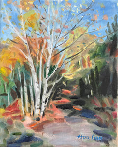 Original Landscape Oil Painting Wall Decor Wall Art Ready to Hang "Birch in a Autumn Forest IV"