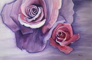 Purple Rose Giclee Fine Art Print, Purple Rose Oil Painting Print, Rose Wall Art, Flower Wall Decor, Housewarming Gift for Her