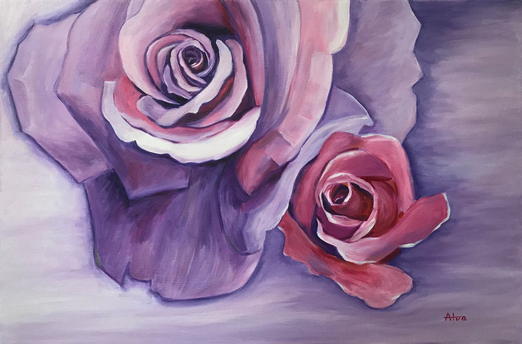 Rose Mix Media Large Painting Flower Oil Acrylic Wall Art Wall Decor Original on Canvas Ready to Hang