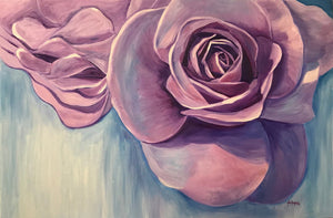 Rose Mix Media Large Painting Flower Oil Acrylic Wall Art Wall Decor Original on Canvas Ready to Hang