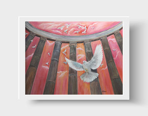 Contemporary Giclee Fine Art Print, Modern Doves Oil Painting Print, Fantasy Contemporary Wall Art, Modern Wall Decor, Housewarming Gift